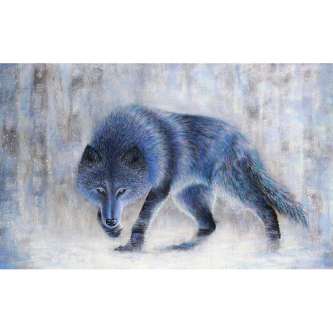 Wolf Black Modern Wood Framed Art Print with Double Matting by Wickstrom, Martin