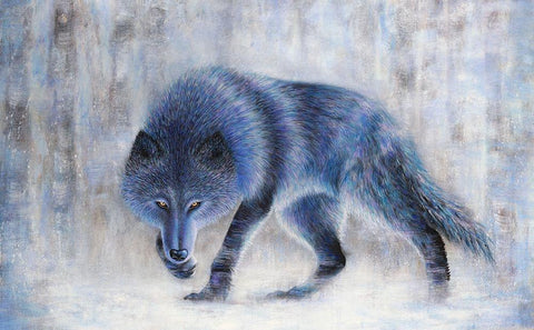 Wolf Black Ornate Wood Framed Art Print with Double Matting by Wickstrom, Martin