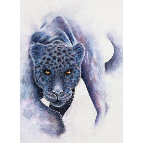 Spotted Black Panther White Modern Wood Framed Art Print by Wickstrom, Martin
