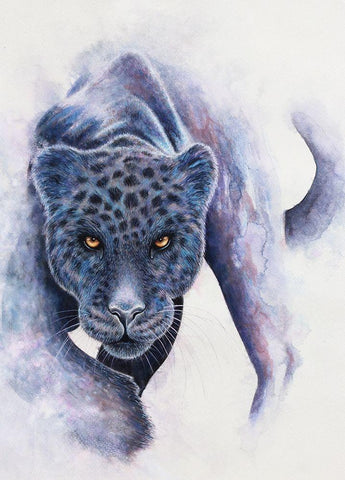 Spotted Black Panther Black Ornate Wood Framed Art Print with Double Matting by Wickstrom, Martin