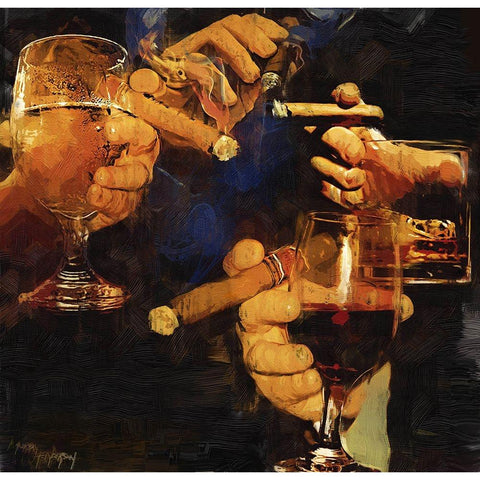 Party Cigar Gold Ornate Wood Framed Art Print with Double Matting by Murray Henderson Fine Art