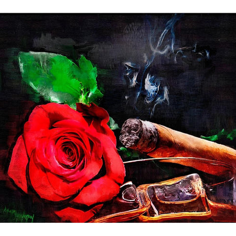 Rose Cigar Black Modern Wood Framed Art Print with Double Matting by Murray Henderson Fine Art