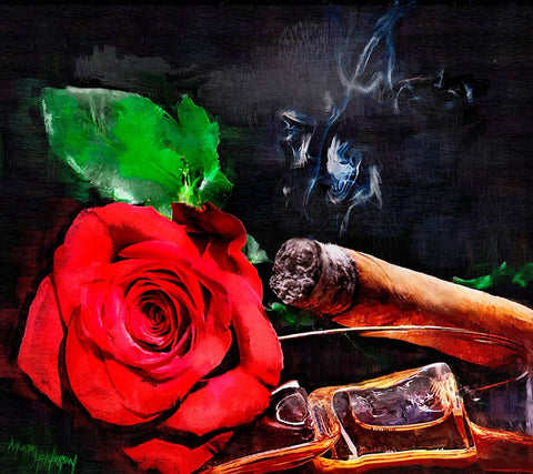 Rose Cigar White Modern Wood Framed Art Print with Double Matting by Murray Henderson Fine Art