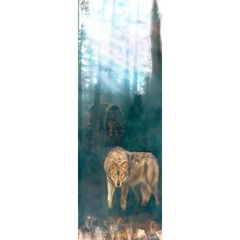 Wolves Merged White Modern Wood Framed Art Print by Murray Henderson Fine Art