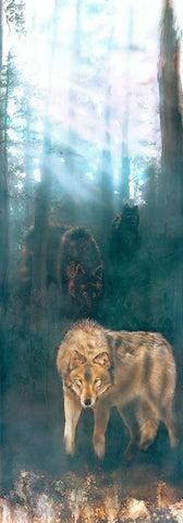Wolves Merged White Modern Wood Framed Art Print with Double Matting by Murray Henderson Fine Art