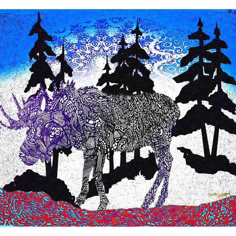 Moose Tracks Black Modern Wood Framed Art Print by Murray Henderson Fine Art
