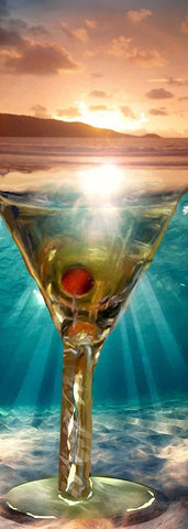 Martini Beach Sundown White Modern Wood Framed Art Print with Double Matting by Murray Henderson Fine Art