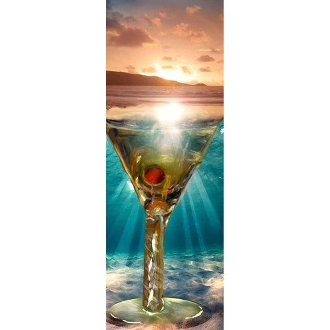 Martini Beach Sundown Black Modern Wood Framed Art Print by Murray Henderson Fine Art