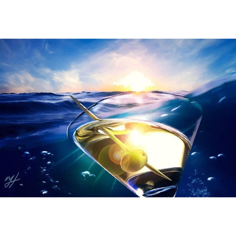 Sailing Martini Black Modern Wood Framed Art Print by Murray Henderson Fine Art