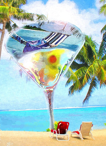 Southern Martini Black Ornate Wood Framed Art Print with Double Matting by Murray Henderson Fine Art