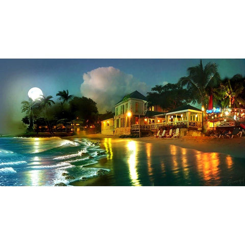 Party Beach 17 Black Modern Wood Framed Art Print with Double Matting by Murray Henderson Fine Art