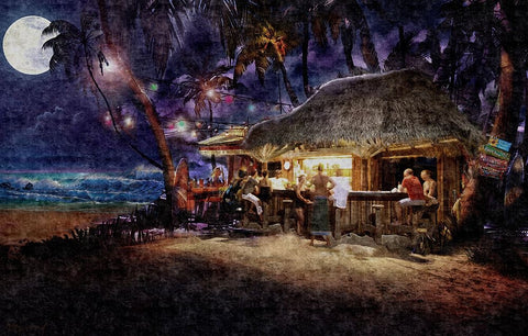 The Beach Bar White Modern Wood Framed Art Print with Double Matting by Murray Henderson Fine Art