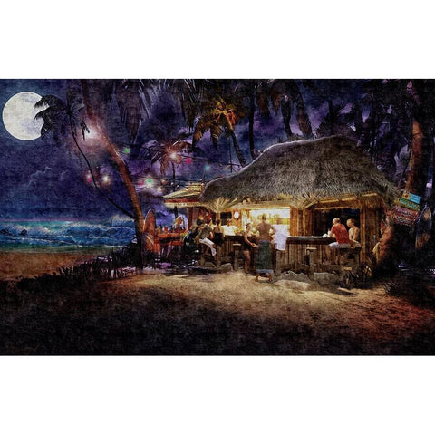 The Beach Bar Black Modern Wood Framed Art Print by Murray Henderson Fine Art