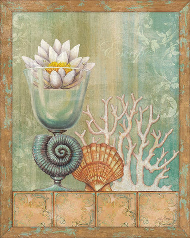 Ocean Escape II White Modern Wood Framed Art Print with Double Matting by Zaccheo, John