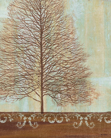 Seasons I White Modern Wood Framed Art Print with Double Matting by Zaccheo, John