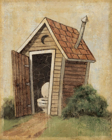 Outhouse II White Modern Wood Framed Art Print with Double Matting by Zaccheo, John