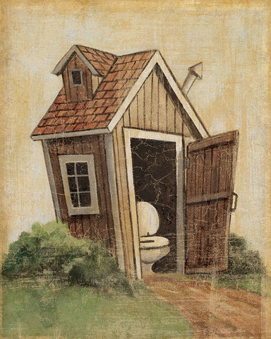 Outhouse IV White Modern Wood Framed Art Print with Double Matting by Zaccheo, John