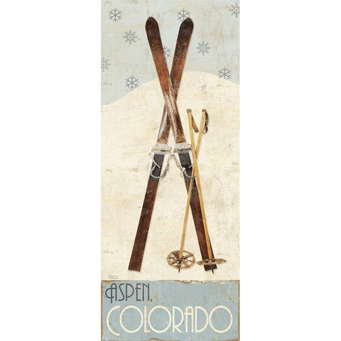 Ski Aspen I White Modern Wood Framed Art Print by Sparx Studio