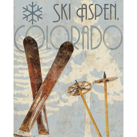 Ski Destinations II Gold Ornate Wood Framed Art Print with Double Matting by Sparx Studio