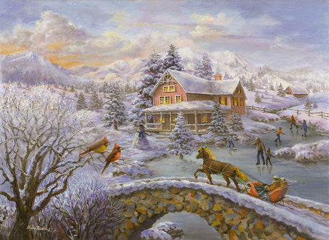 Winter Joy White Modern Wood Framed Art Print with Double Matting by Boehme, Nicky