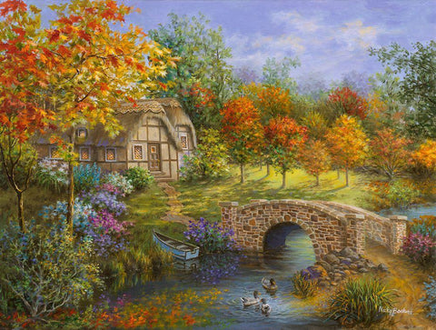 Autumn Beauty White Modern Wood Framed Art Print with Double Matting by Boehme, Nicky