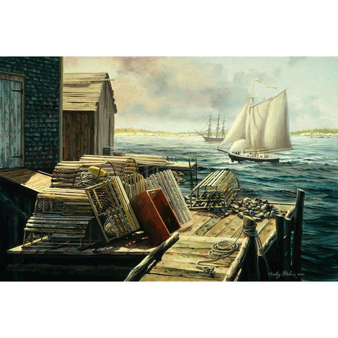 Lobster Pots New England White Modern Wood Framed Art Print by Boehme, Nicky