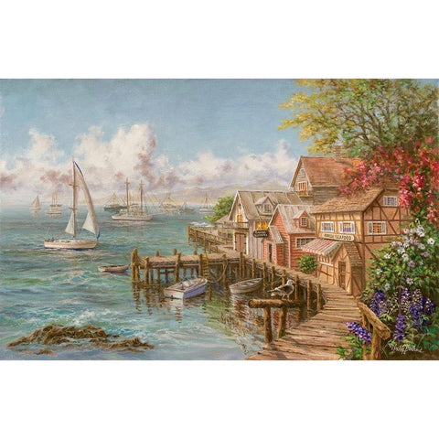 Marinerâ€™s Haven White Modern Wood Framed Art Print by Boehme, Nicky