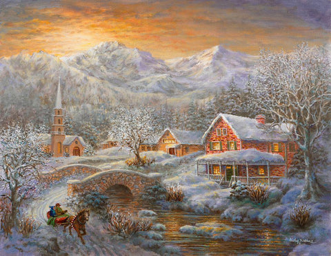 Winter Merriment  White Modern Wood Framed Art Print with Double Matting by Boehme, Nicky