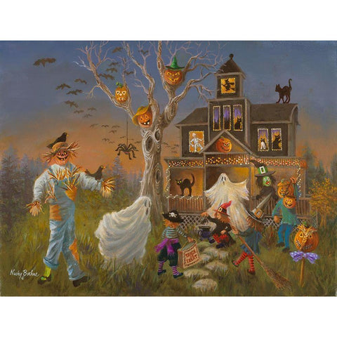 Spooky Halloween White Modern Wood Framed Art Print by Boehme, Nicky