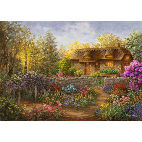 Cottage Garden in Full Bloom  Gold Ornate Wood Framed Art Print with Double Matting by Boehme, Nicky