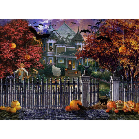 Halloween House Gold Ornate Wood Framed Art Print with Double Matting by Boehme, Nicky