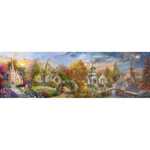 A Church for all Seasons Black Modern Wood Framed Art Print with Double Matting by Boehme, Nicky