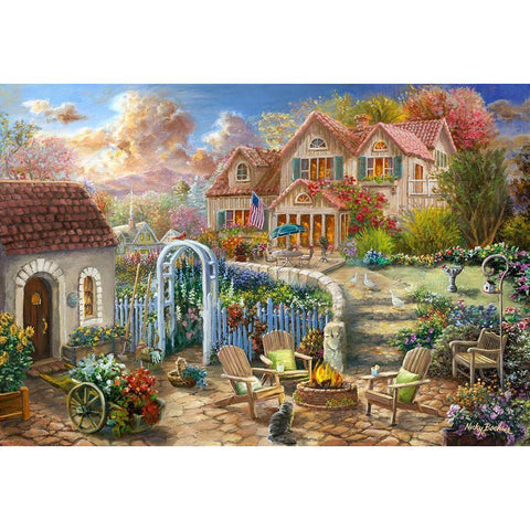 Backyard Retreat White Modern Wood Framed Art Print by Boehme, Nicky