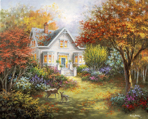 Autumn Overtures White Modern Wood Framed Art Print with Double Matting by Boehme, Nicky