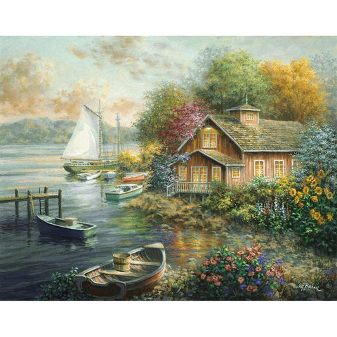 Peaceful Mooring White Modern Wood Framed Art Print by Boehme, Nicky