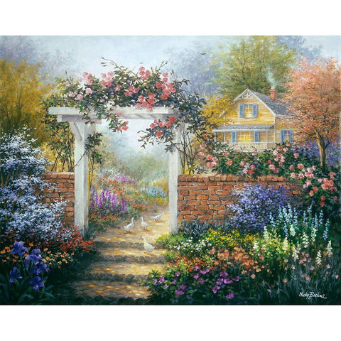 Rose Arbor Black Modern Wood Framed Art Print with Double Matting by Boehme, Nicky