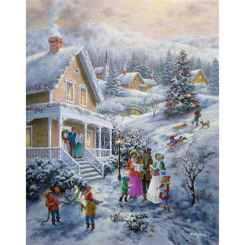 Carolers Black Modern Wood Framed Art Print by Boehme, Nicky