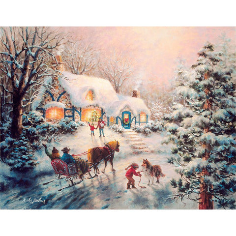 Christmas Visit Black Modern Wood Framed Art Print by Boehme, Nicky