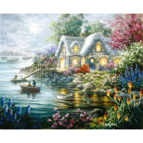 Cottage Cove Gold Ornate Wood Framed Art Print with Double Matting by Boehme, Nicky