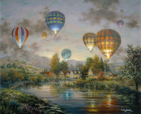 Balloon Glow White Modern Wood Framed Art Print with Double Matting by Boehme, Nicky