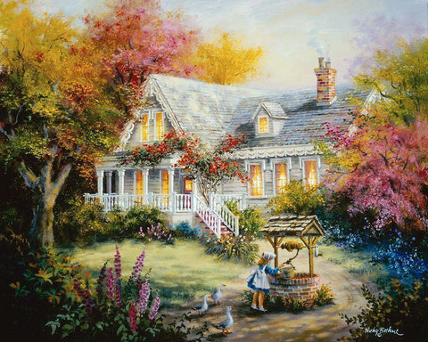 The Wishing Well White Modern Wood Framed Art Print with Double Matting by Boehme, Nicky