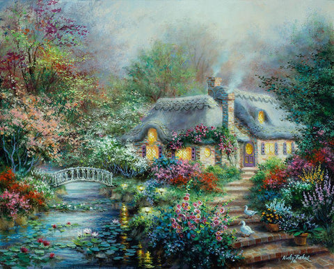 Little River Cottage White Modern Wood Framed Art Print with Double Matting by Boehme, Nicky
