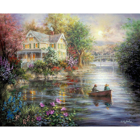 Evening Reflections White Modern Wood Framed Art Print by Boehme, Nicky