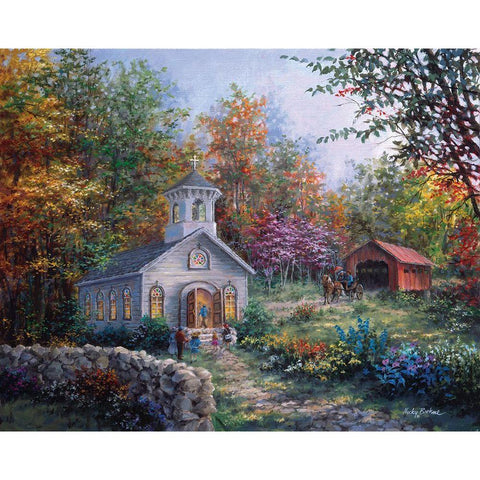 Worship In The Country White Modern Wood Framed Art Print by Boehme, Nicky