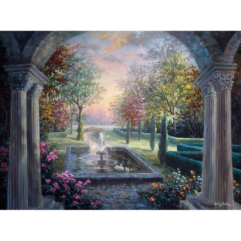 Soulful Mediterranean Tranquility Black Modern Wood Framed Art Print with Double Matting by Boehme, Nicky