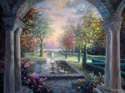 Soulful Mediterranean Tranquility Black Ornate Wood Framed Art Print with Double Matting by Boehme, Nicky