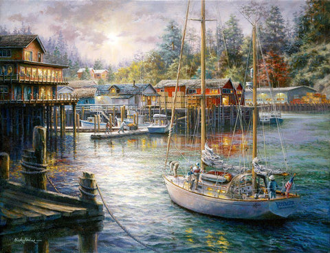 Harbor White Modern Wood Framed Art Print with Double Matting by Boehme, Nicky