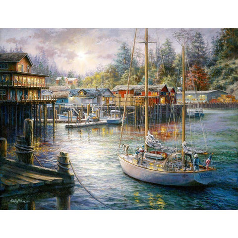 Harbor White Modern Wood Framed Art Print by Boehme, Nicky