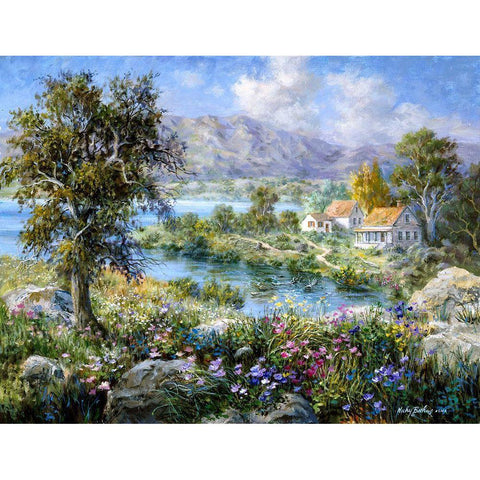 Enchanted Cottage Black Modern Wood Framed Art Print with Double Matting by Boehme, Nicky