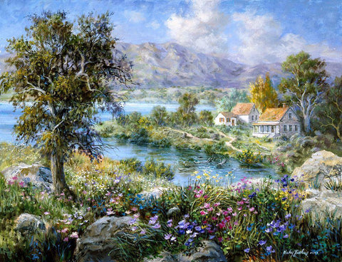 Enchanted Cottage White Modern Wood Framed Art Print with Double Matting by Boehme, Nicky